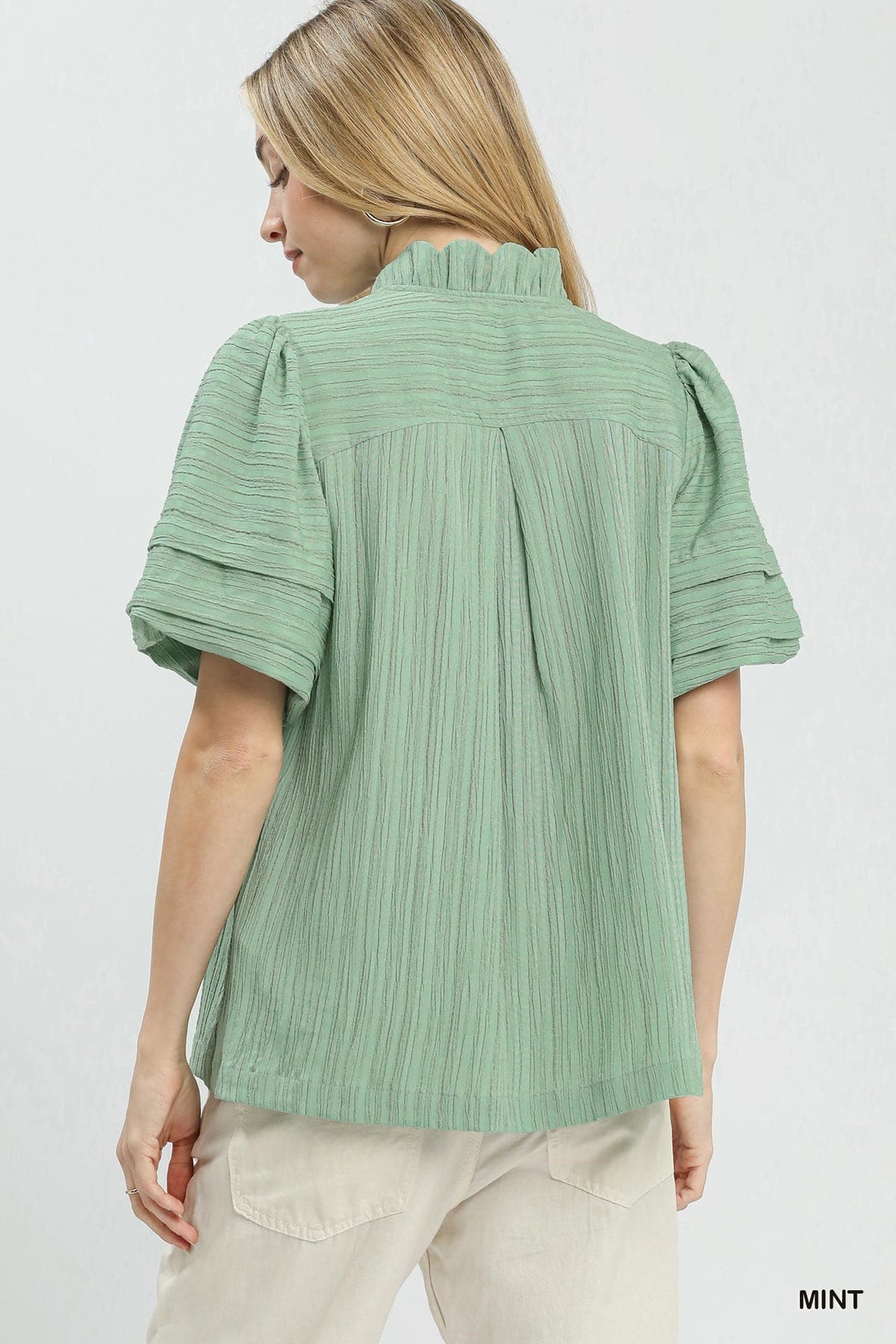 UMGEE Bubble Sleeve Top Mint