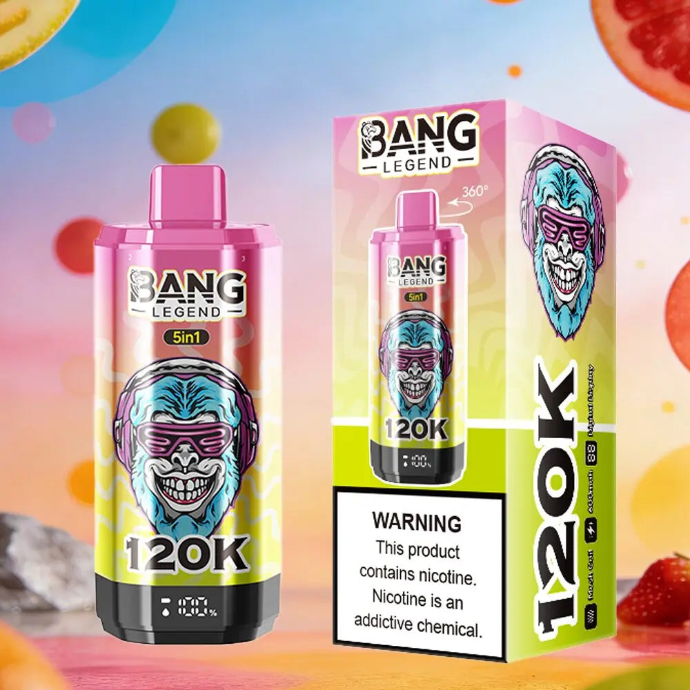 Bang Legend 120000 120K Puffs 5 in 1 Flavors & 5 oil tanks Rechargeable LCD Display Disposable Vape EU Warehouse