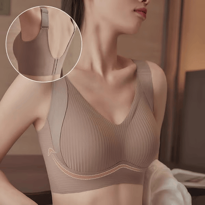 🌷 50% OFF – LIMITED TIME! 💕Subtle Striped Seamless Bra with W-Support ✨ Wire-Free Lift & Unmatched Comfort