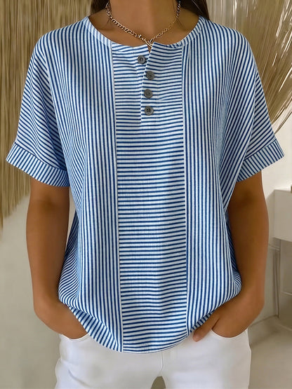 Selvara - Striped Button Blouse