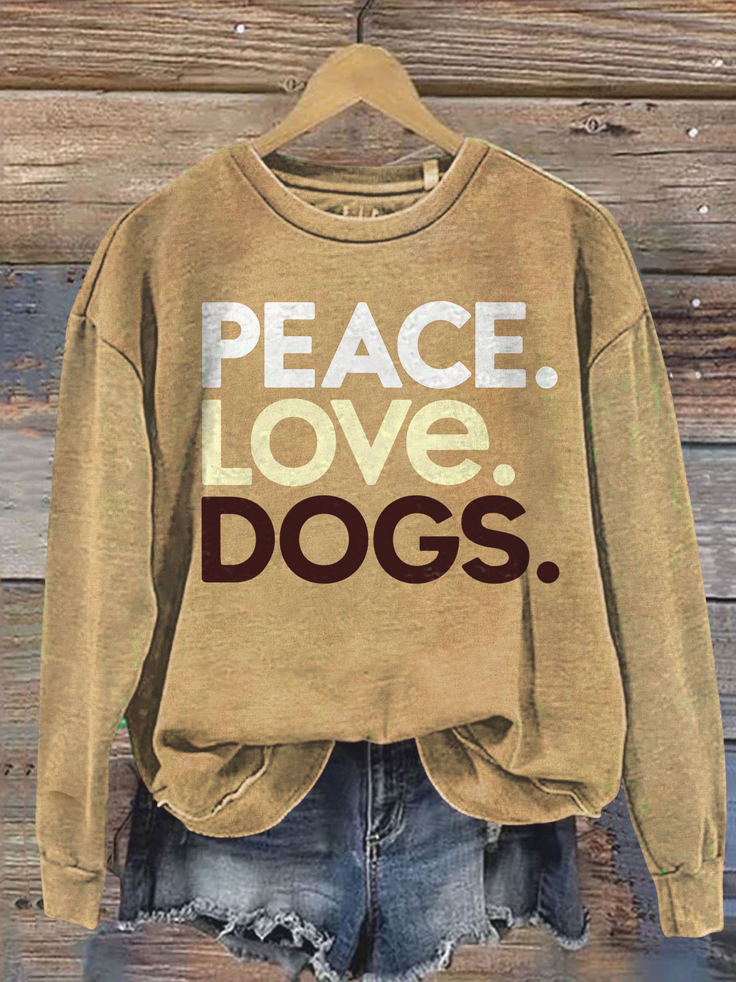 Peace Love Dog Art Print Casual  Sweatshirt