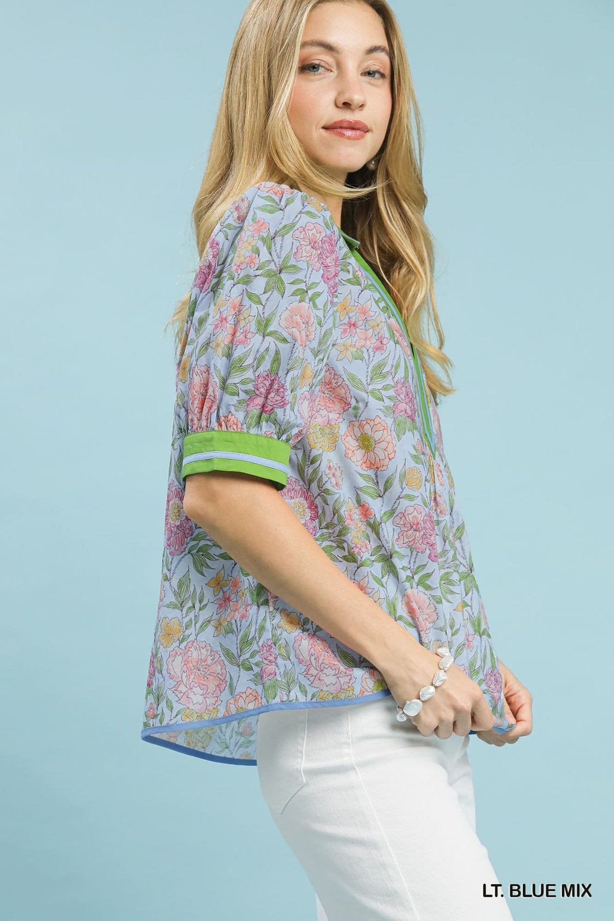 UMGEE Charleston Floral Top Blue Mix