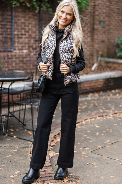 Wild Side Leopard Puffer Vest