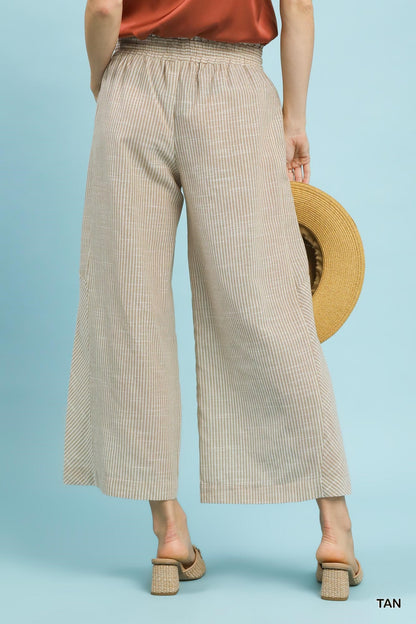 UMGEE Wide Leg Striped Pant Khaki