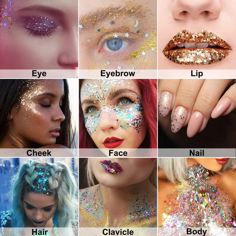 ✨ BUY 1 GET 1 FREE | 6PCS Glitter Stick Set – Face, Hair & Body Shimmer for Festivals & Parties