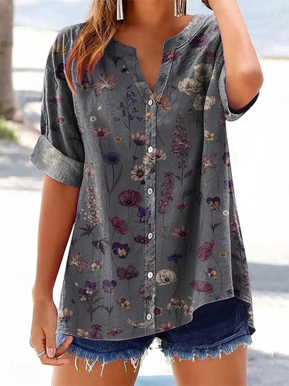 Unisex Retro Flowers Print Casual Hoodie Sweatshirt