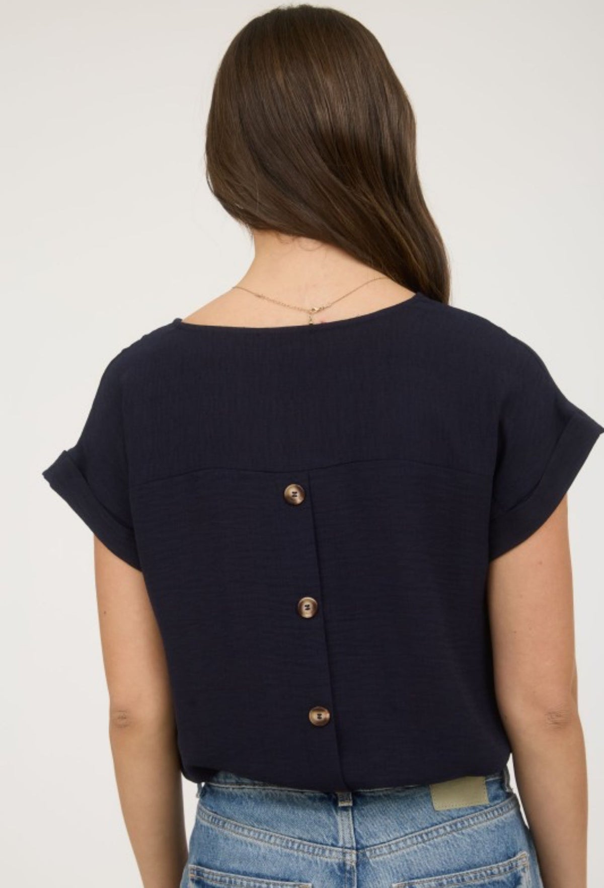 Solid Back Button Top Dark Blue