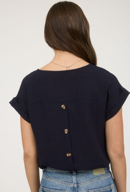 Solid Back Button Top Dark Blue