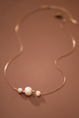18K Gold Plated S.S. Freshwater Pearl Necklace