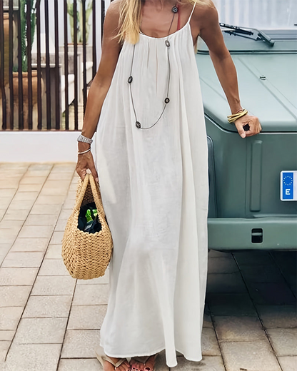 💃LAST DAY SAEL 50% OFF!!✨Women's Solid Color Cami Lounge Dress, Elegant Sleeveless Long Dress for Summer, Ladies Sleepwear for Indoor Wear💕