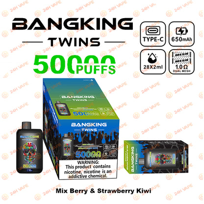 Bang King Twins 50000 50K Puffs 2% 3% 5% Nicotine Double Taste LED Display Disposable Vape