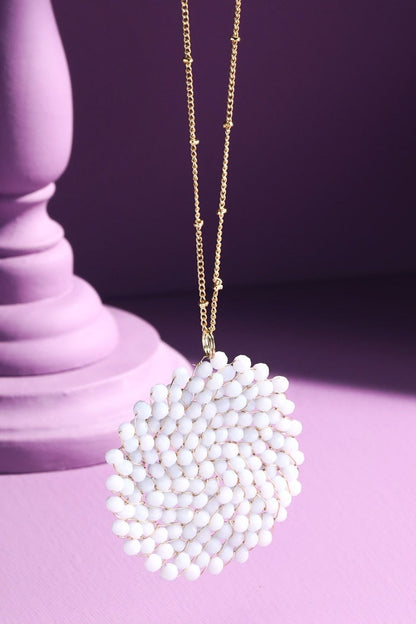 Glass Bead Circle Pendant Necklace