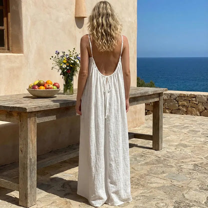💃LAST DAY SAEL 50% OFF!!✨Women's Solid Color Cami Lounge Dress, Elegant Sleeveless Long Dress for Summer, Ladies Sleepwear for Indoor Wear💕