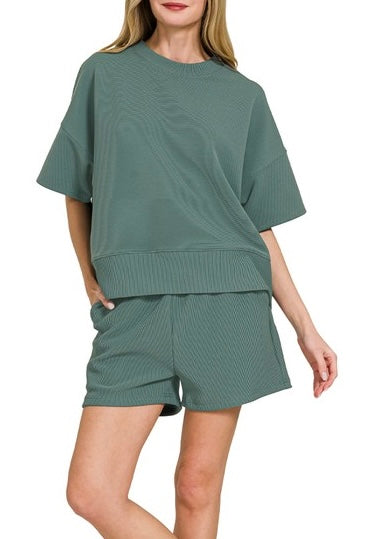 Lounge Around 2PC Shorts Set Jade
