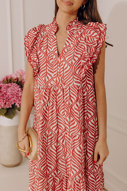 UMGEE Leaf Print Abstract Dress Rose