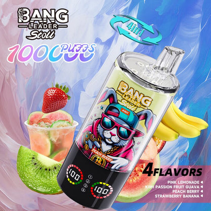 Bang Leader Stoll 100K 100000 Puffs 4 in 1 Flavors & Quad Mesh Coil LED Display Disposable Vape