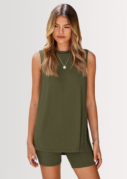 Selestia - Sleeveless Lounge Top and Shorts Set