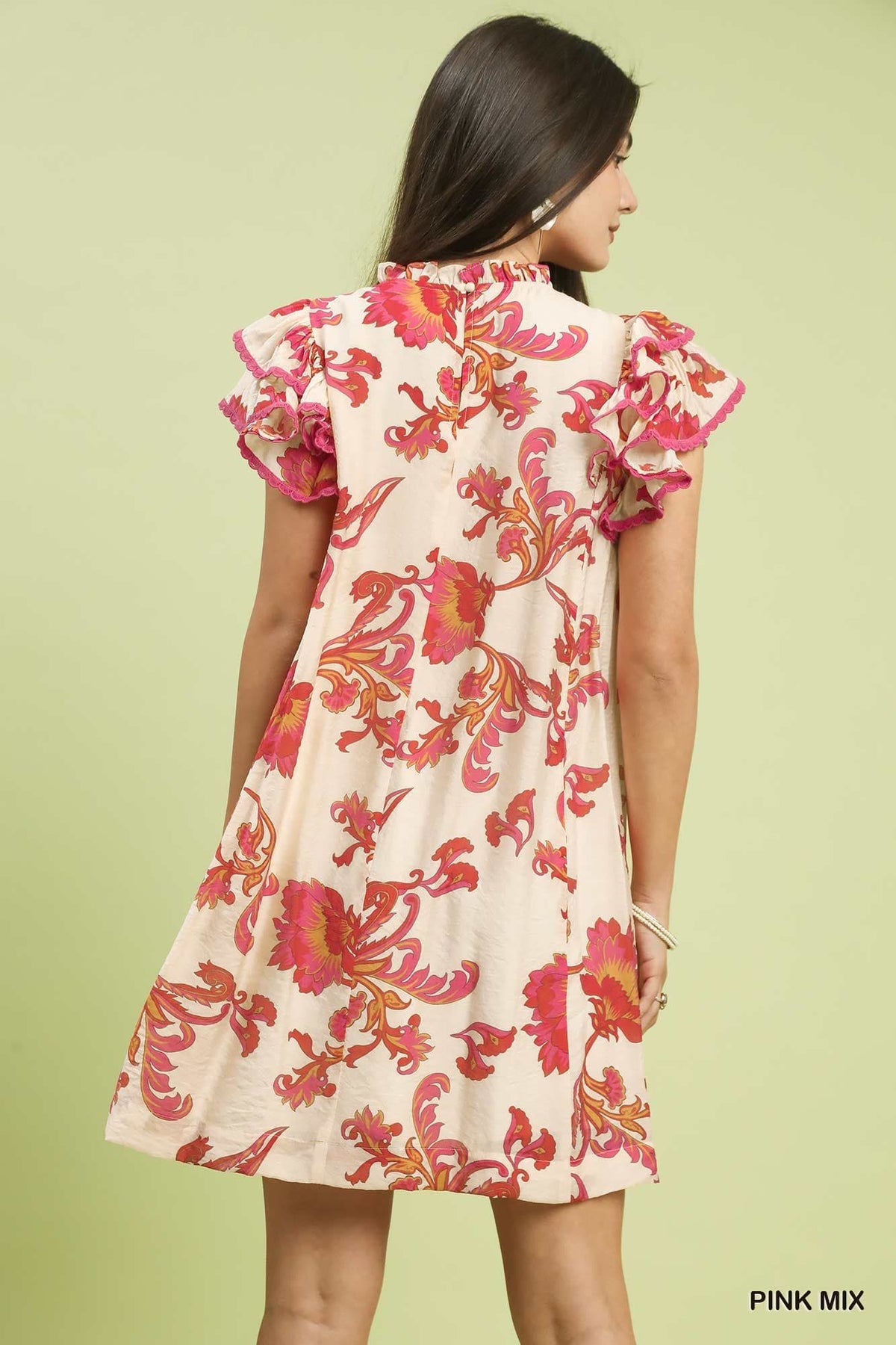 UMGEE Pink Mix Ruffle Sleeve Dress