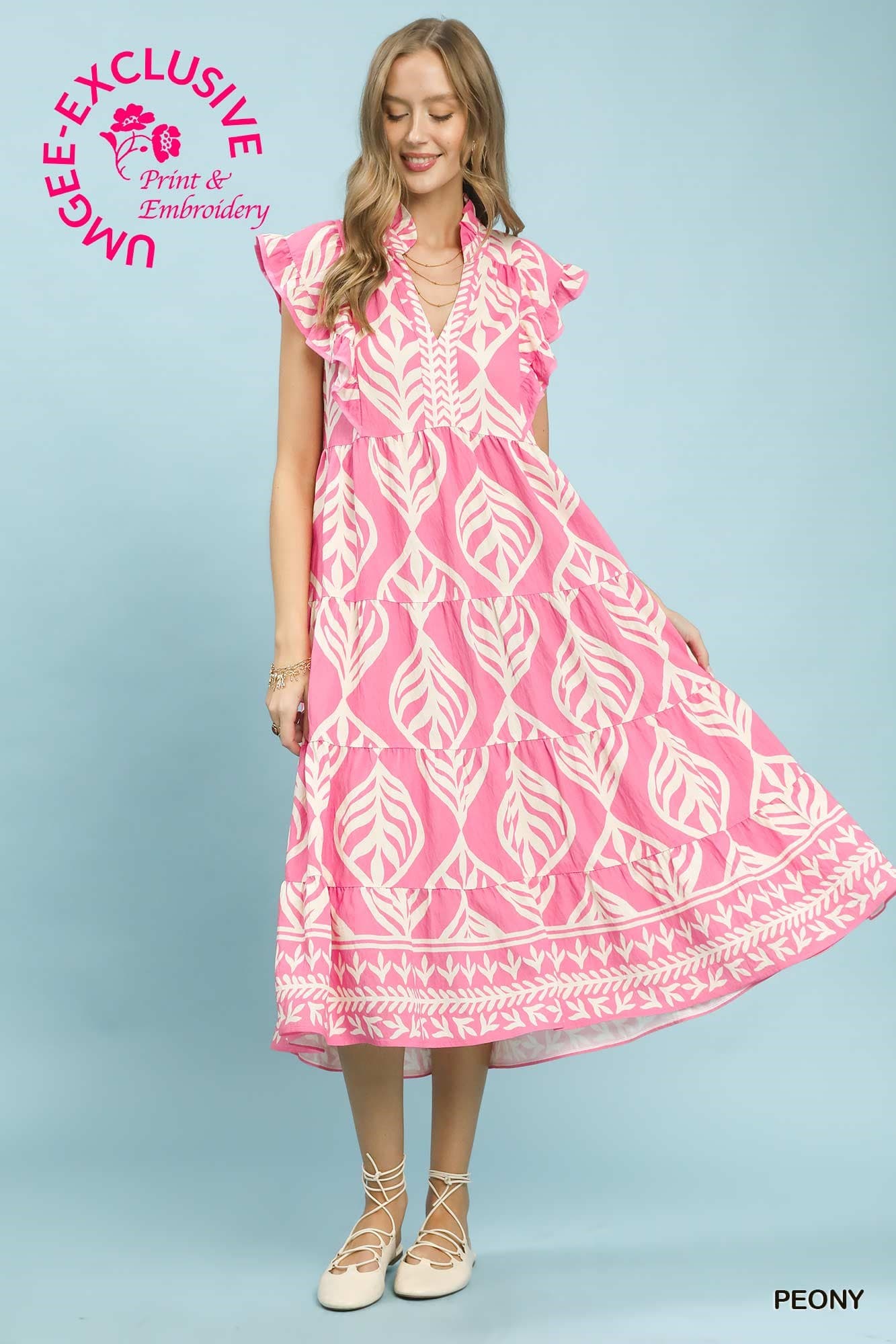 UMGEE Pink Peony Print Dress