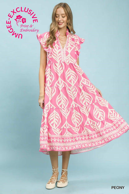 UMGEE Pink Peony Print Dress