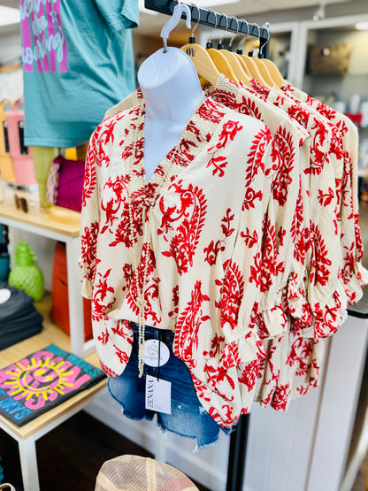 UMGEE Paris Paisley Top Red Mix
