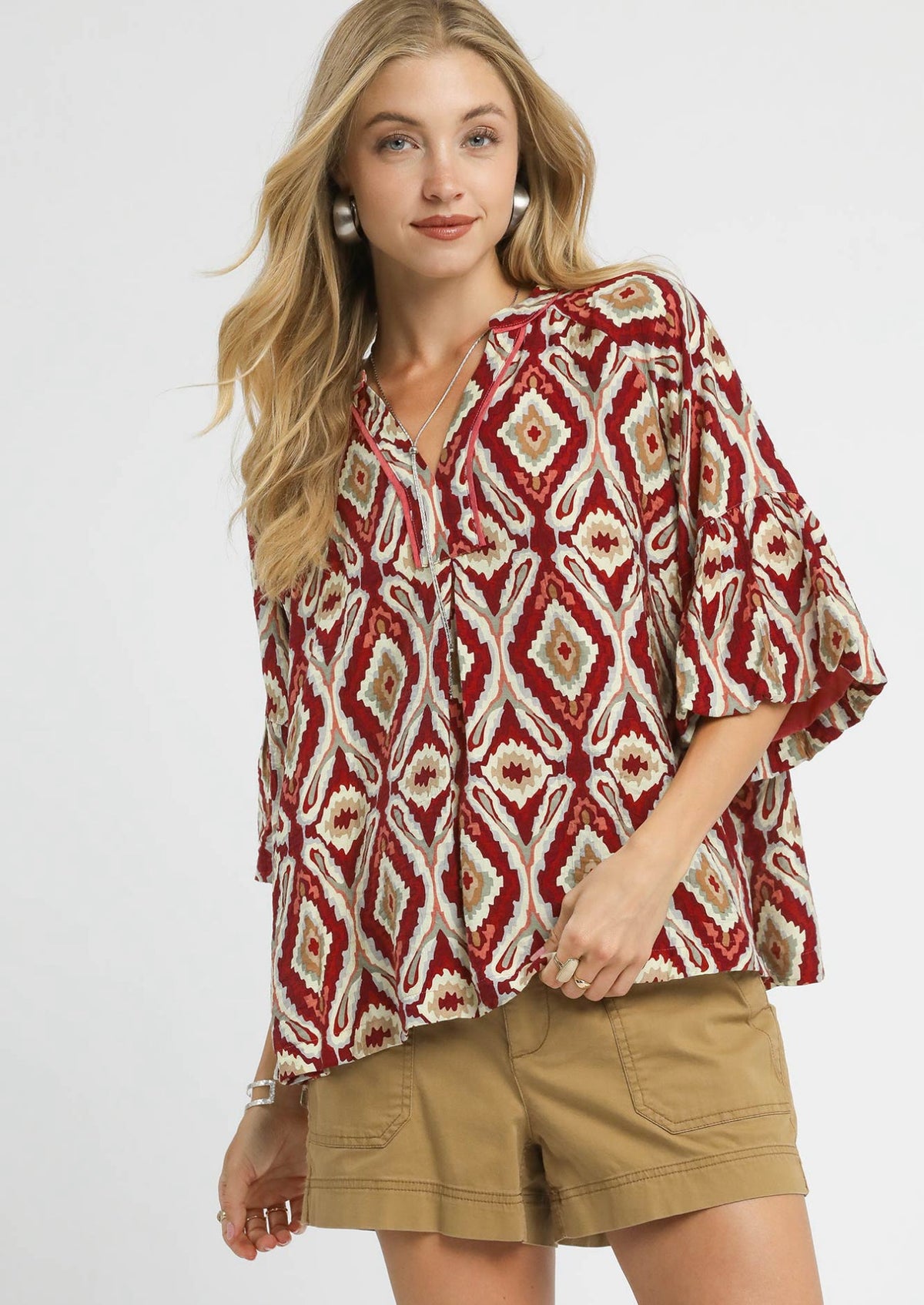 UMGEE Wine Boho Geo Top