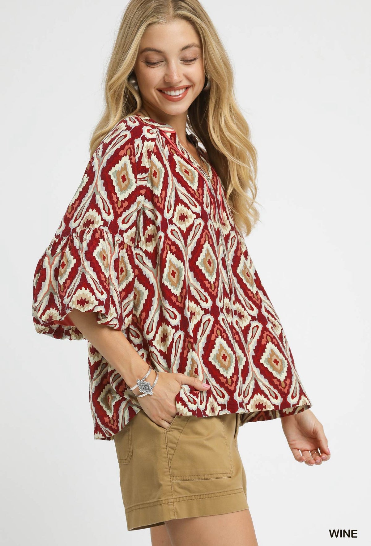 UMGEE Wine Boho Geo Top
