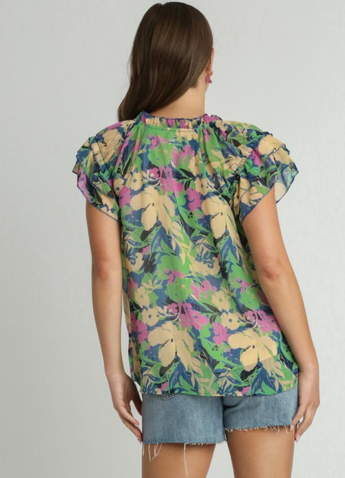 UMGEE Floral Top Blue Mix