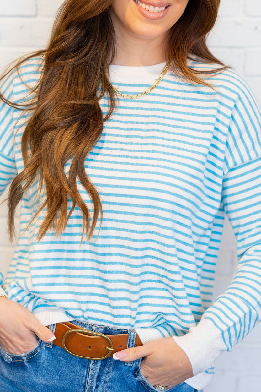 Everyday Relaxed Fit Stripe Sweater Blue