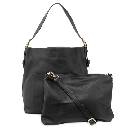 2 PC Joy Susan Classic Hobo Handbag Set Black