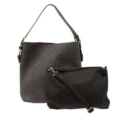 2 PC Joy Susan Classic Hobo Handbag Set Charcoal