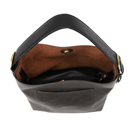 2 PC Joy Susan Classic Hobo Handbag Set Charcoal