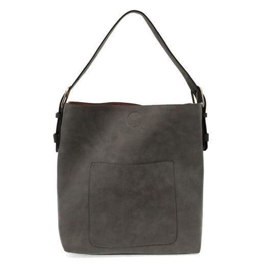 2 PC Joy Susan Classic Hobo Handbag Set Charcoal