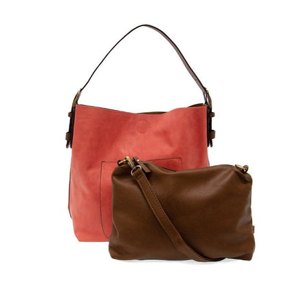 2 PC Joy Susan Classic Hobo Handbag Set Living Coral