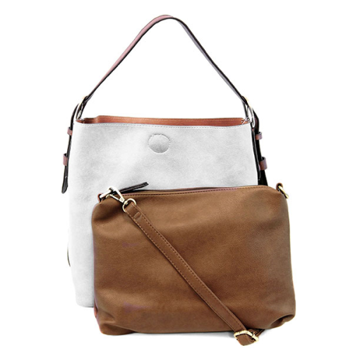 2 PC Joy Susan Classic Hobo Handbag Set White