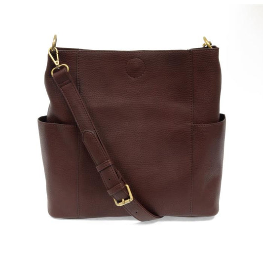 2 PC Joy Susan Kayleigh Side Pocket Bucket Bag Set Oxblood