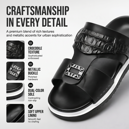 📢📢50% OFF !! ⏰Men's Faux Leather Slip-On Sandals