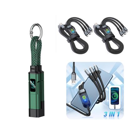 🚨 The Only Charging Cable You’ll Ever Need! 🔋4-in-1 Digital Display Keychain Charging Cable ⚡ Fast Charging, Portable & Multi-Device Compatible