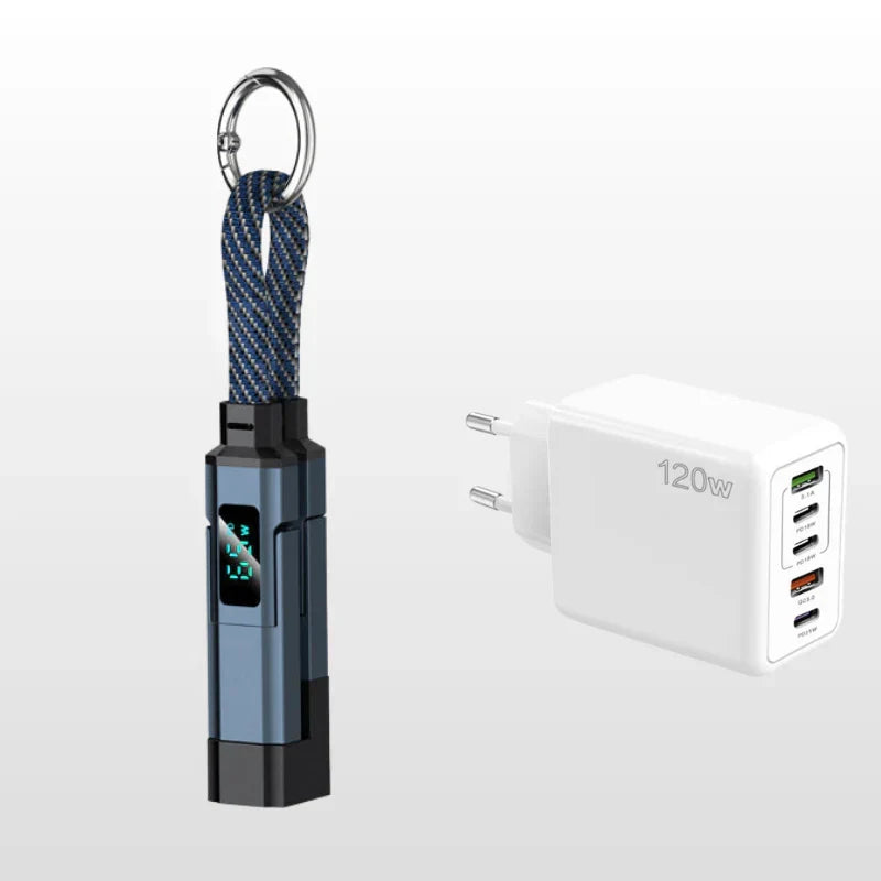 🚨 The Only Charging Cable You’ll Ever Need! 🔋4-in-1 Digital Display Keychain Charging Cable ⚡ Fast Charging, Portable & Multi-Device Compatible