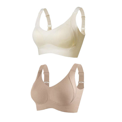 🌷 50% OFF – LIMITED TIME! 💕Subtle Striped Seamless Bra with W-Support ✨ Wire-Free Lift & Unmatched Comfort