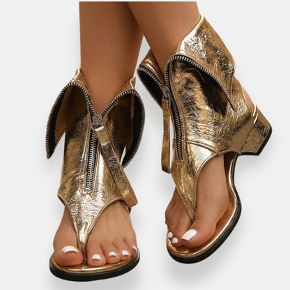 Gracelyn - Luminous Zip-Front Sandals