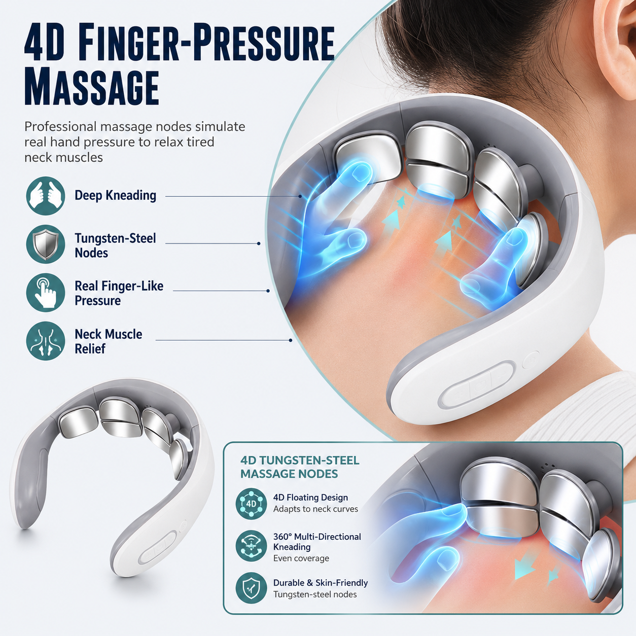 🔥 Hot Deal! Heated 4D Neck Massager 💆‍♂️ Portable 4D Neck Relaxer for Stress Relief & Pain Relief ✨