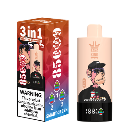Bang King 85000 85k Puffs 3 in 1 Flavors Newest Original Rechargeable LCD Display Disposable Vape