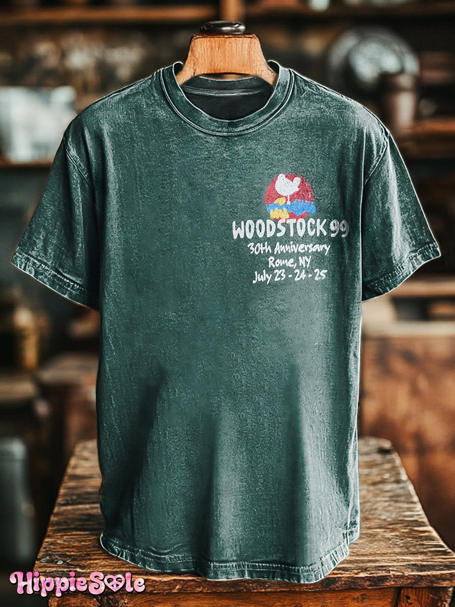 Unisex Woodstock 1969 Art Print Casual Loose Short Sleeve T-Shirt