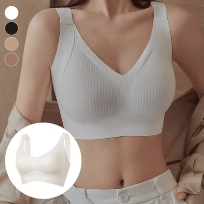 🌷 50% OFF – LIMITED TIME! 💕Subtle Striped Seamless Bra with W-Support ✨ Wire-Free Lift & Unmatched Comfort