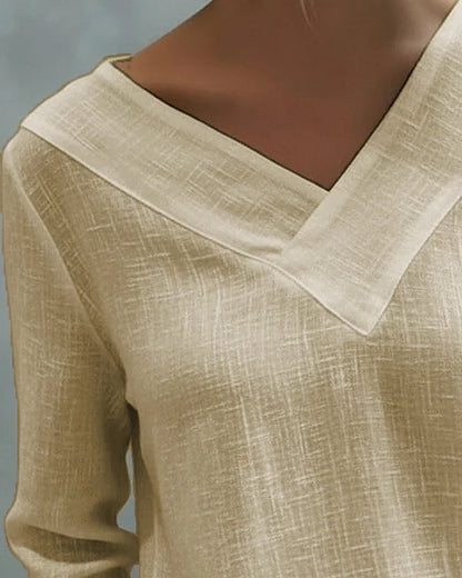 Calira - Soft-Touch V-Neck Off-Shoulder Top
