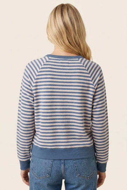 Blue & Ivory Soft Knit Stripe Top