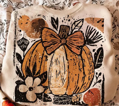 Cream Pumpkin Boho Harvest Sweatshirt