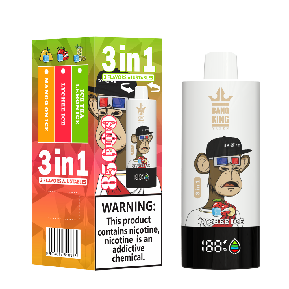 Bang King 85000 85k Puffs 3 in 1 Flavors Newest Original Rechargeable LCD Display Disposable Vape