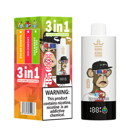 Bang King 85000 85k Puffs 3 in 1 Flavors Newest Original Rechargeable LCD Display Disposable Vape